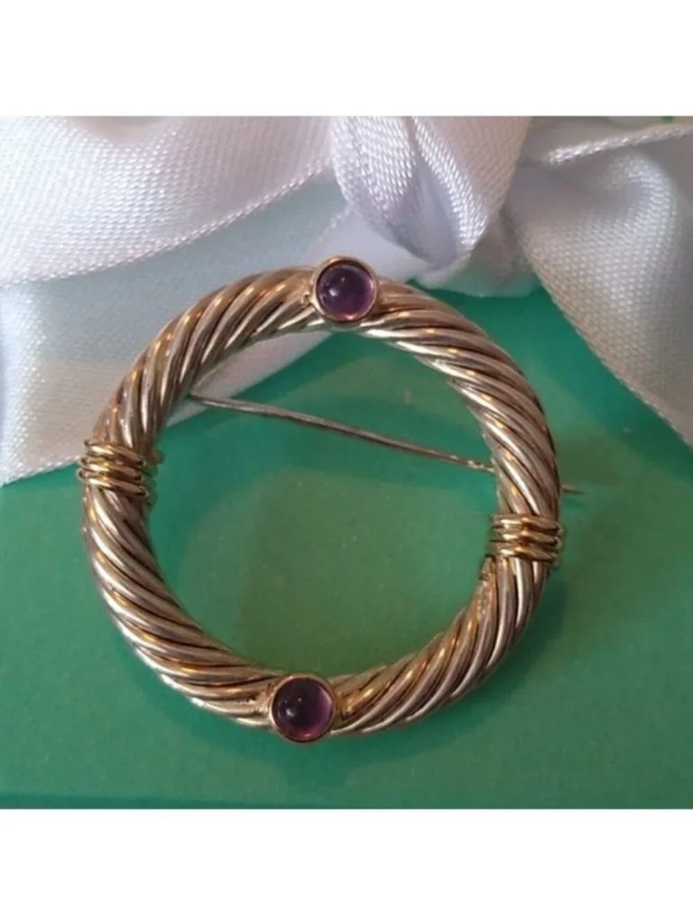 Cable Classic 925 + 14k W/ Amethyst Brooch